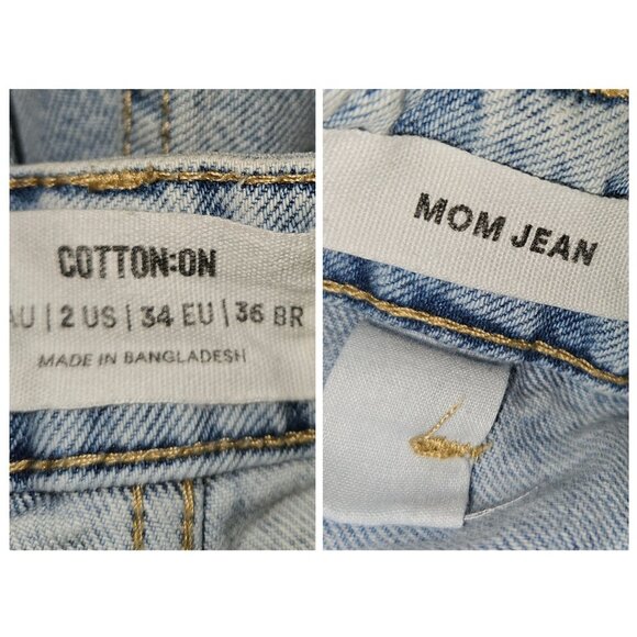 Cotton-On Mom Y2K Loose Tapered High Waist Jeans Women Size 2 - Picture 6 of 7